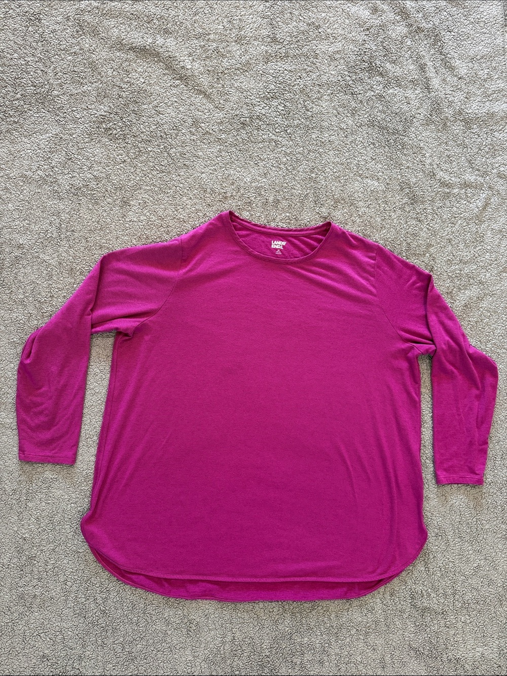 Lands' End Women's Vivid Magenta Long Sleeve Crewneck Tee